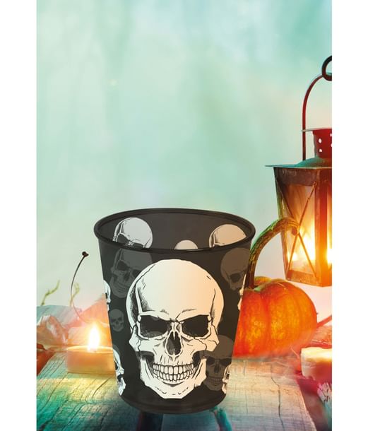 Plastglas, dödskalle 10 cm