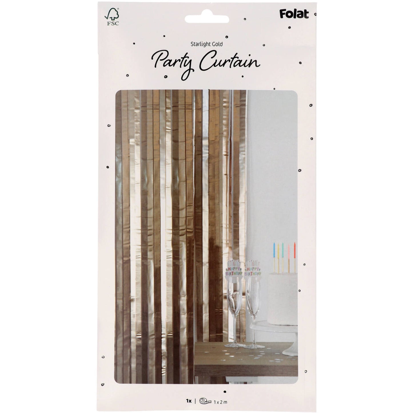 Glitterdraperi, matt guld 1x2 m