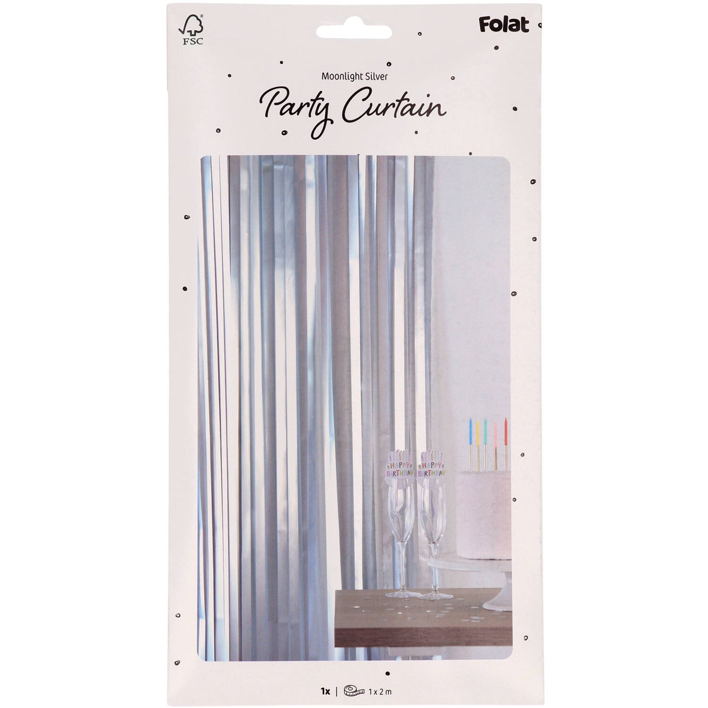 Glitterdraperi, matt silver 1x2 m