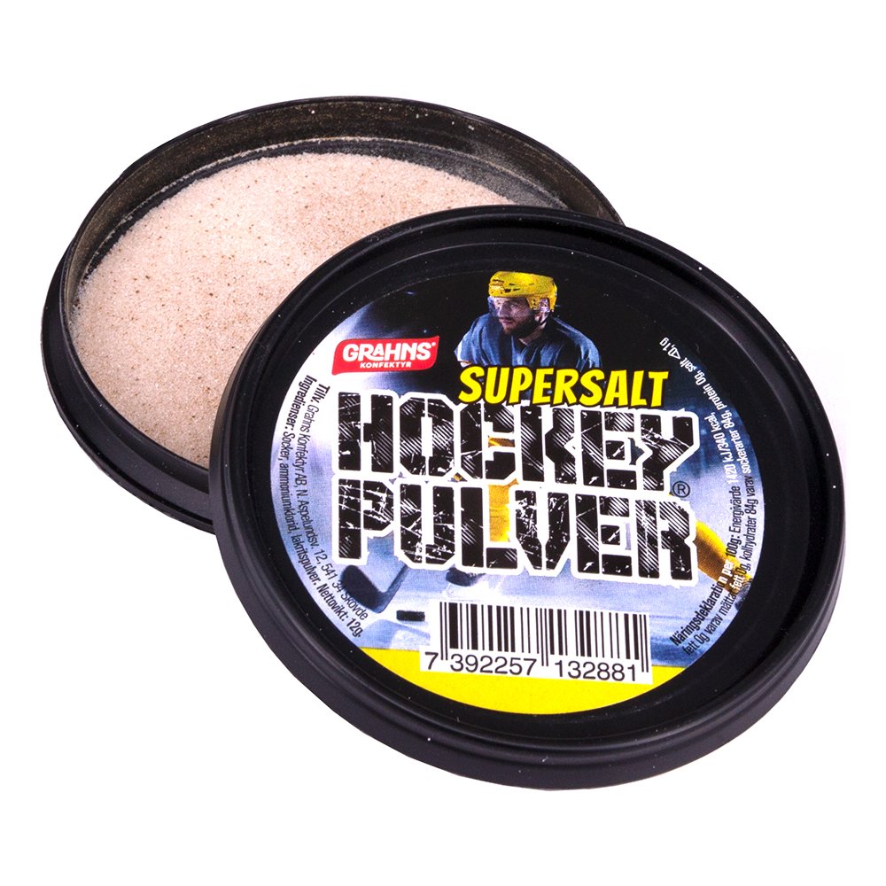 Godis, hockeypulver, salt