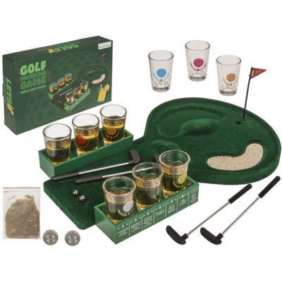 Partyspel, golf med shotglas