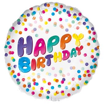 Folieballong, happy birthday confetti 45 cm