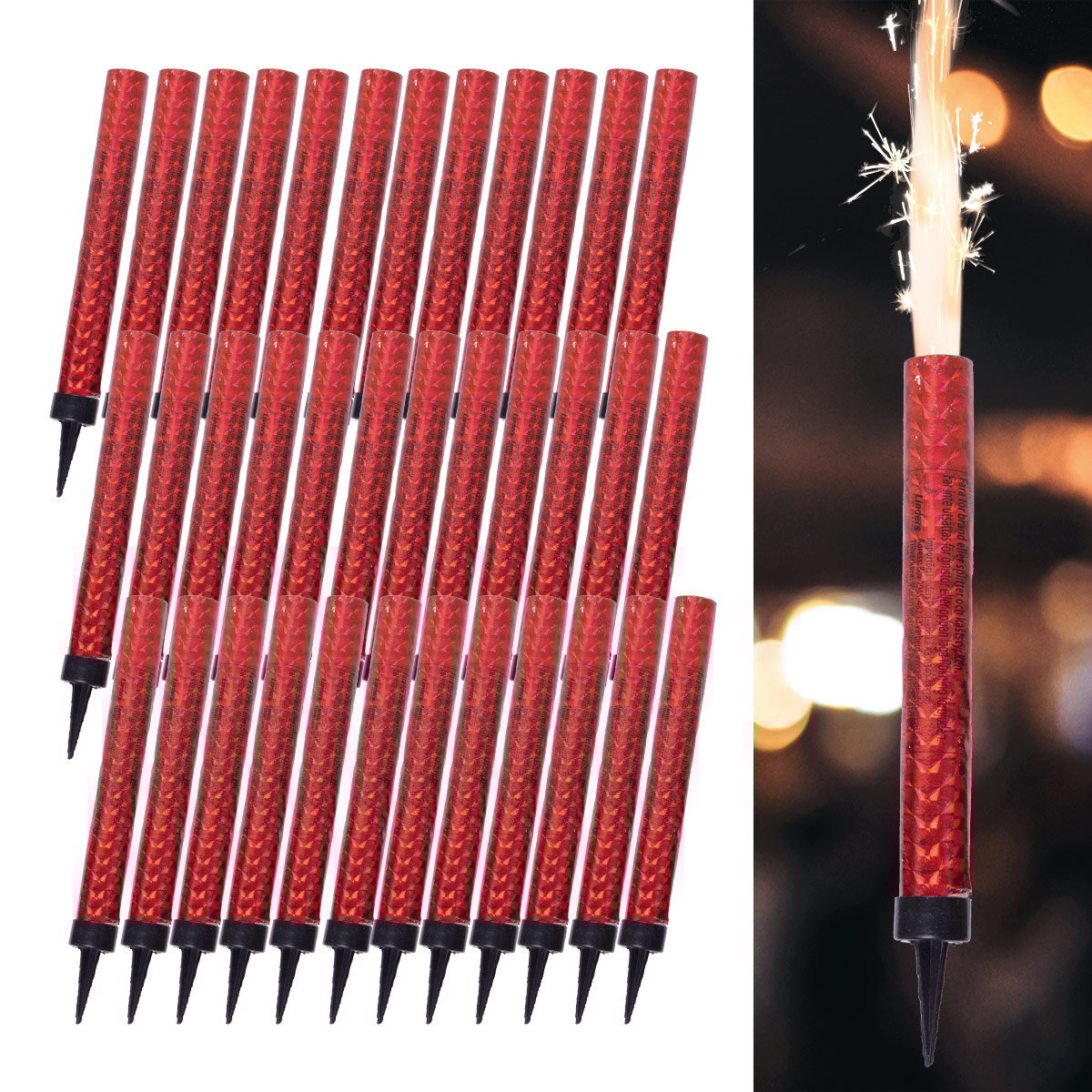 Isfacklor, röd 12 cm 36 st