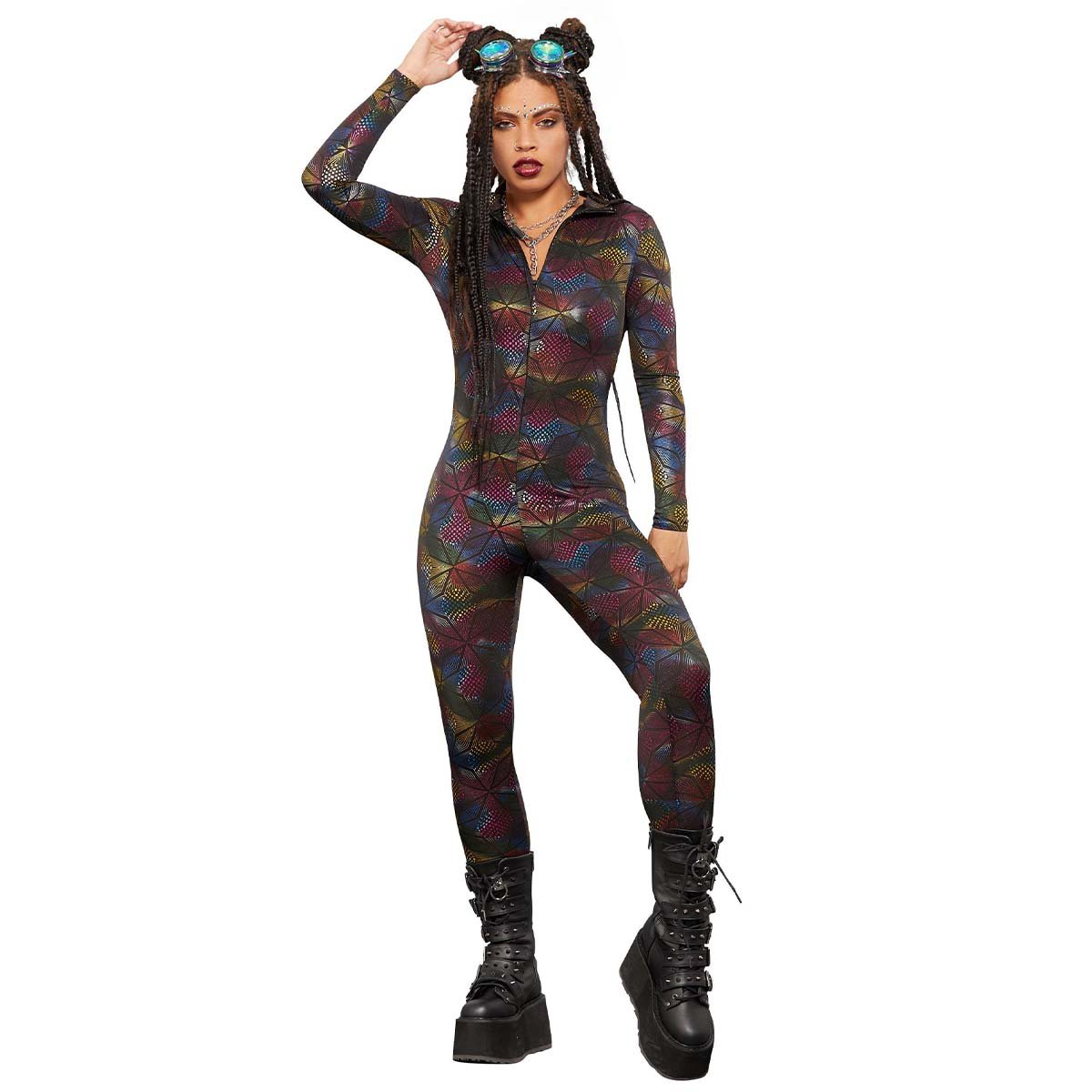 Jumpsuit, Fever Miss Whiplash Geometric Print Catsuit