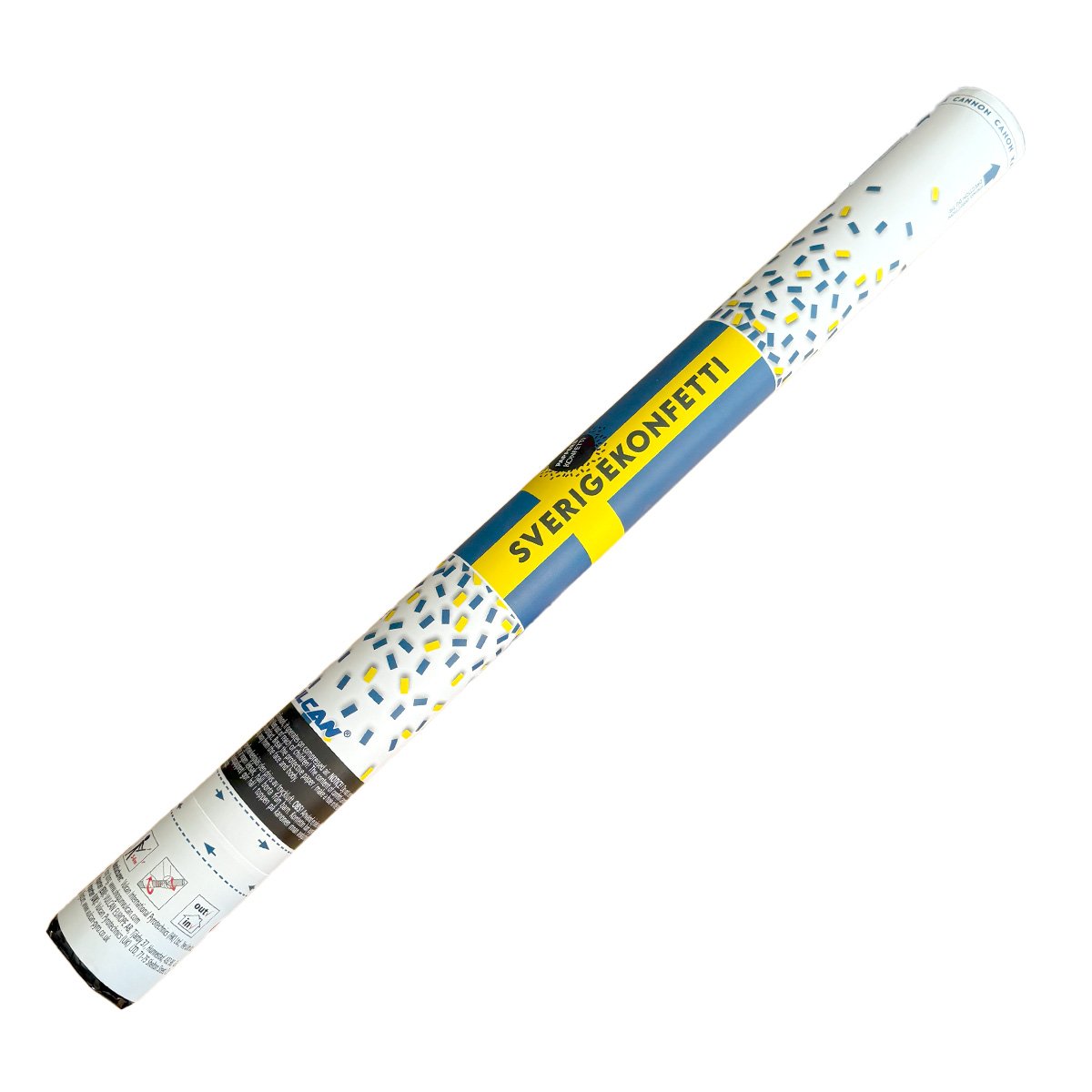 Konfettibomb, blå/gul 60 cm