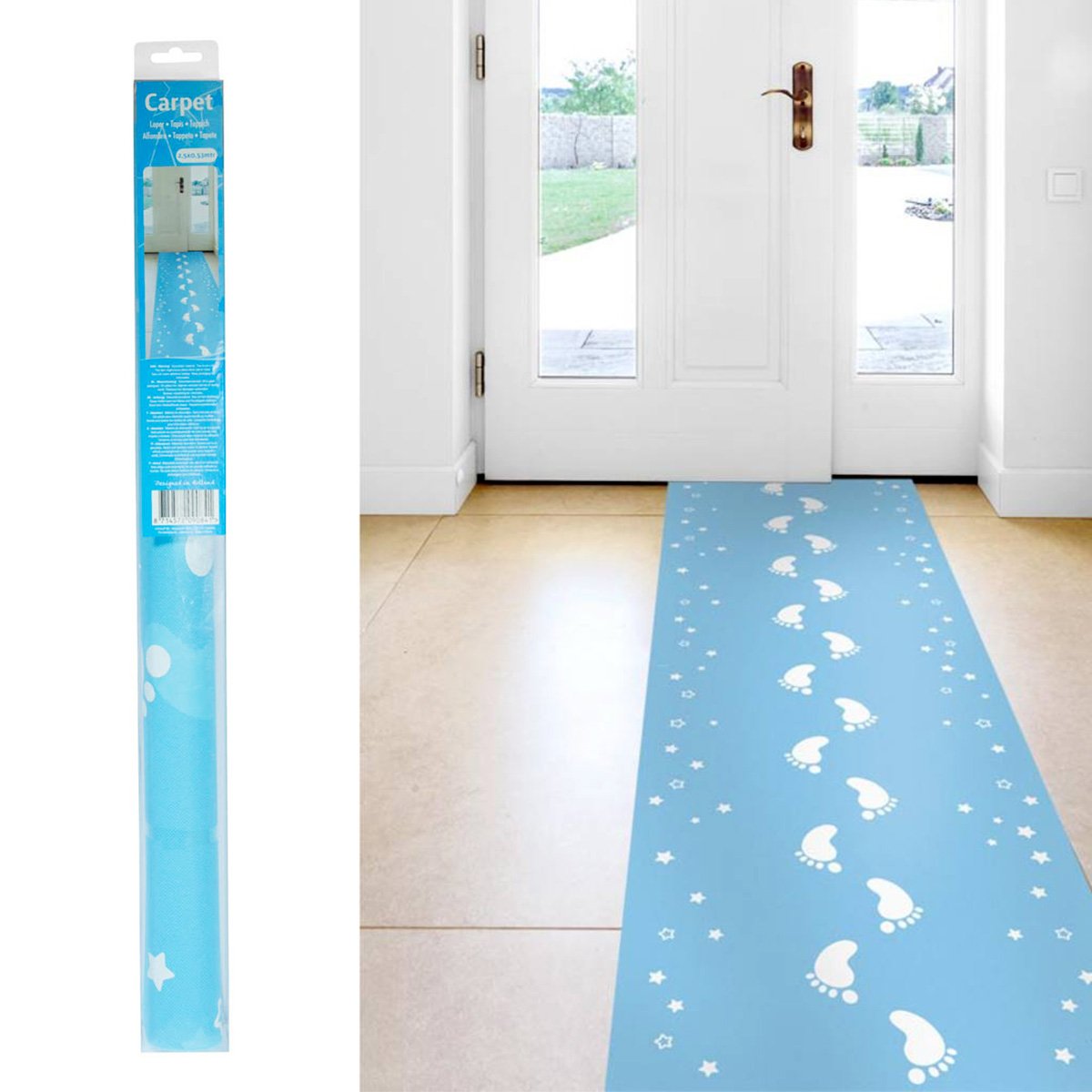 Matta, babyshower blå 250x50 cm