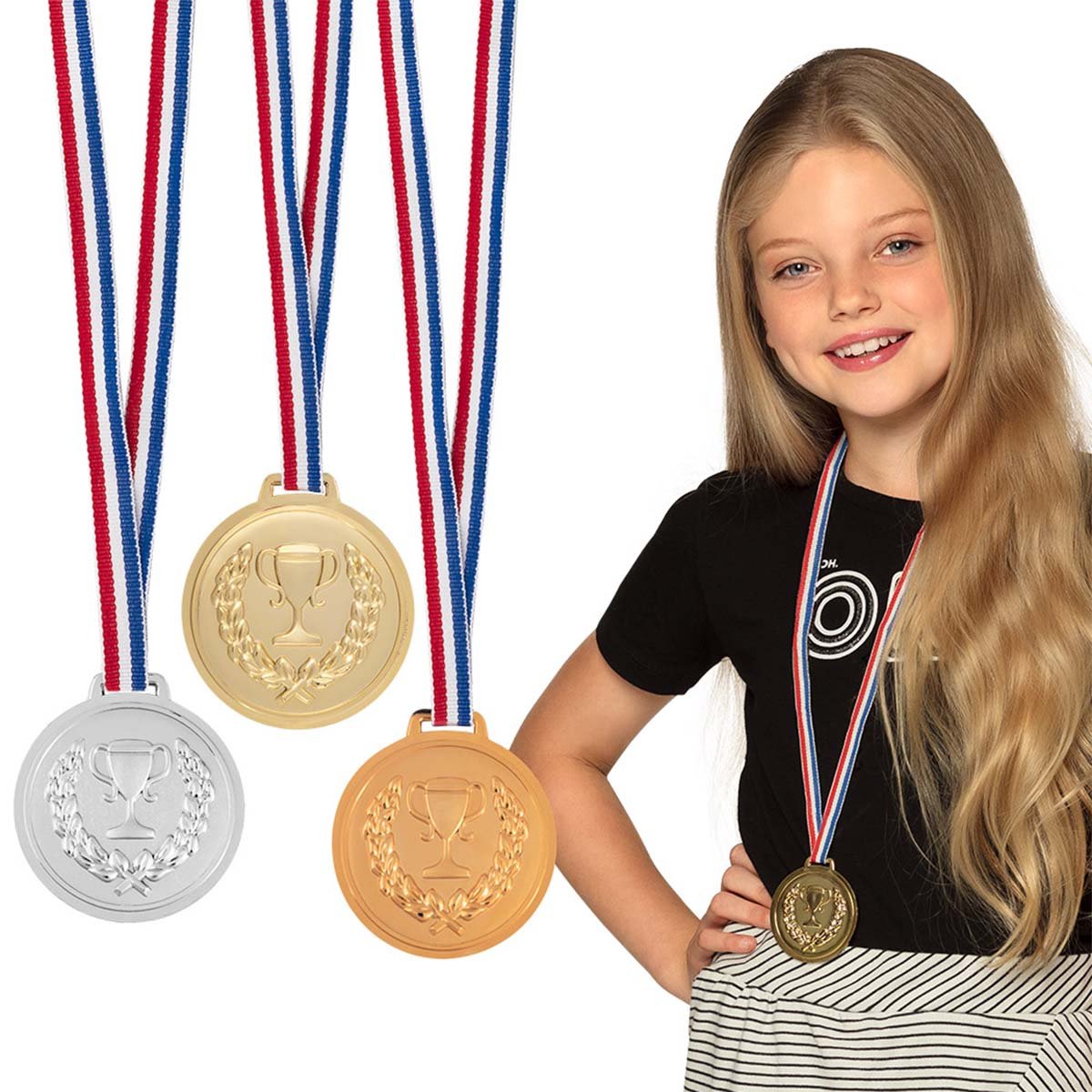 Medaljer, guld silver brons 3 st