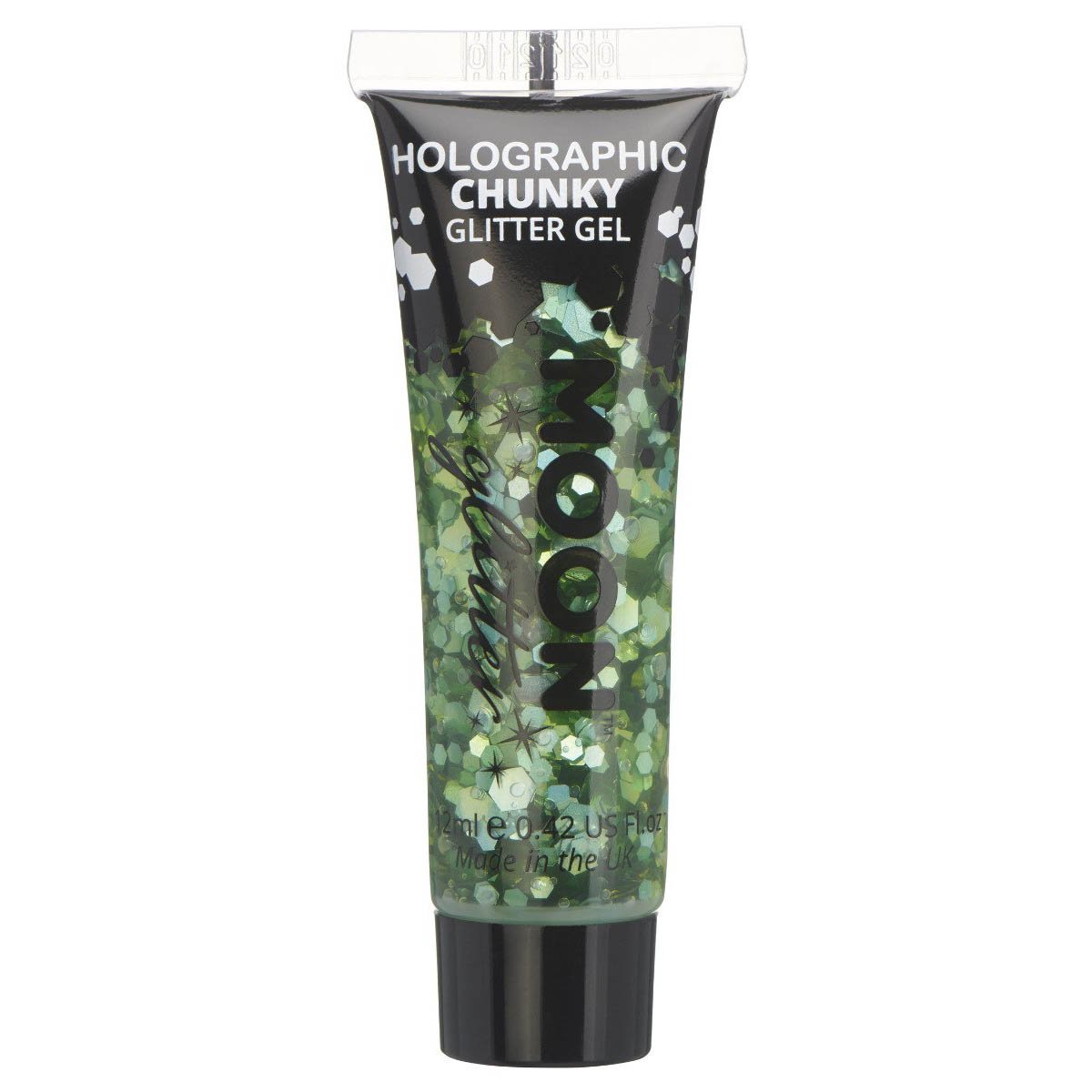 Moon chunky holografiskt glittergel i tub, green 12 ml