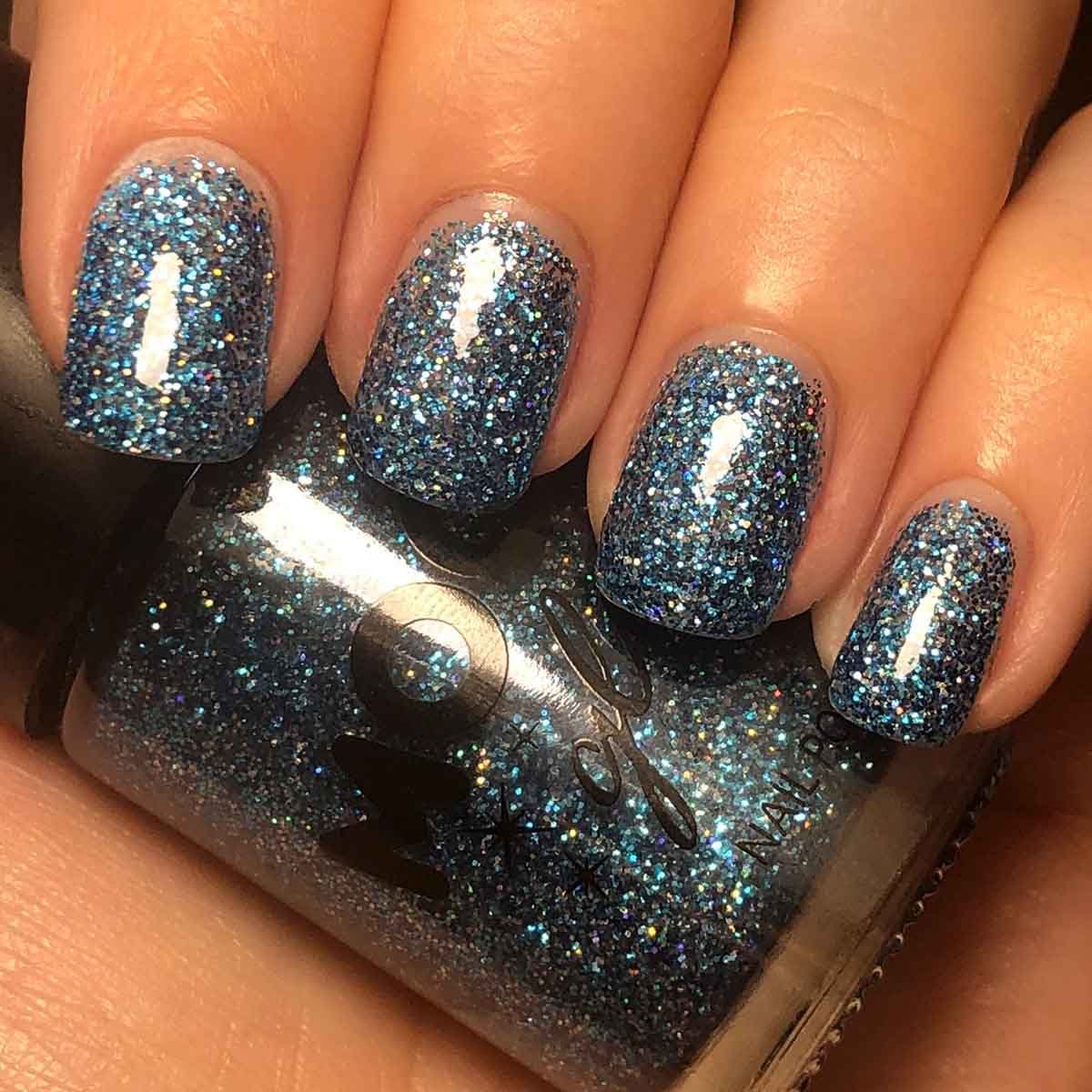 Moon Glitter Holographic Nail Polish, blue 14 ml
