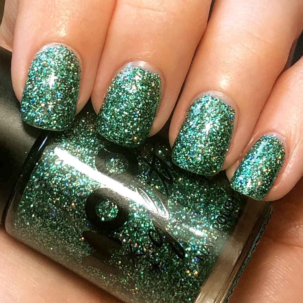Moon Glitter Holographic Nail Polish, green 14 ml