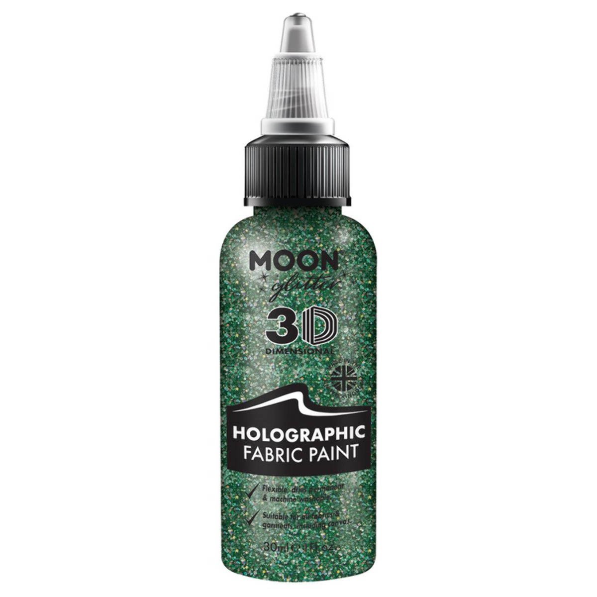 Moon Glitter Holographic Glitter Fabric Paint, green 30 ml