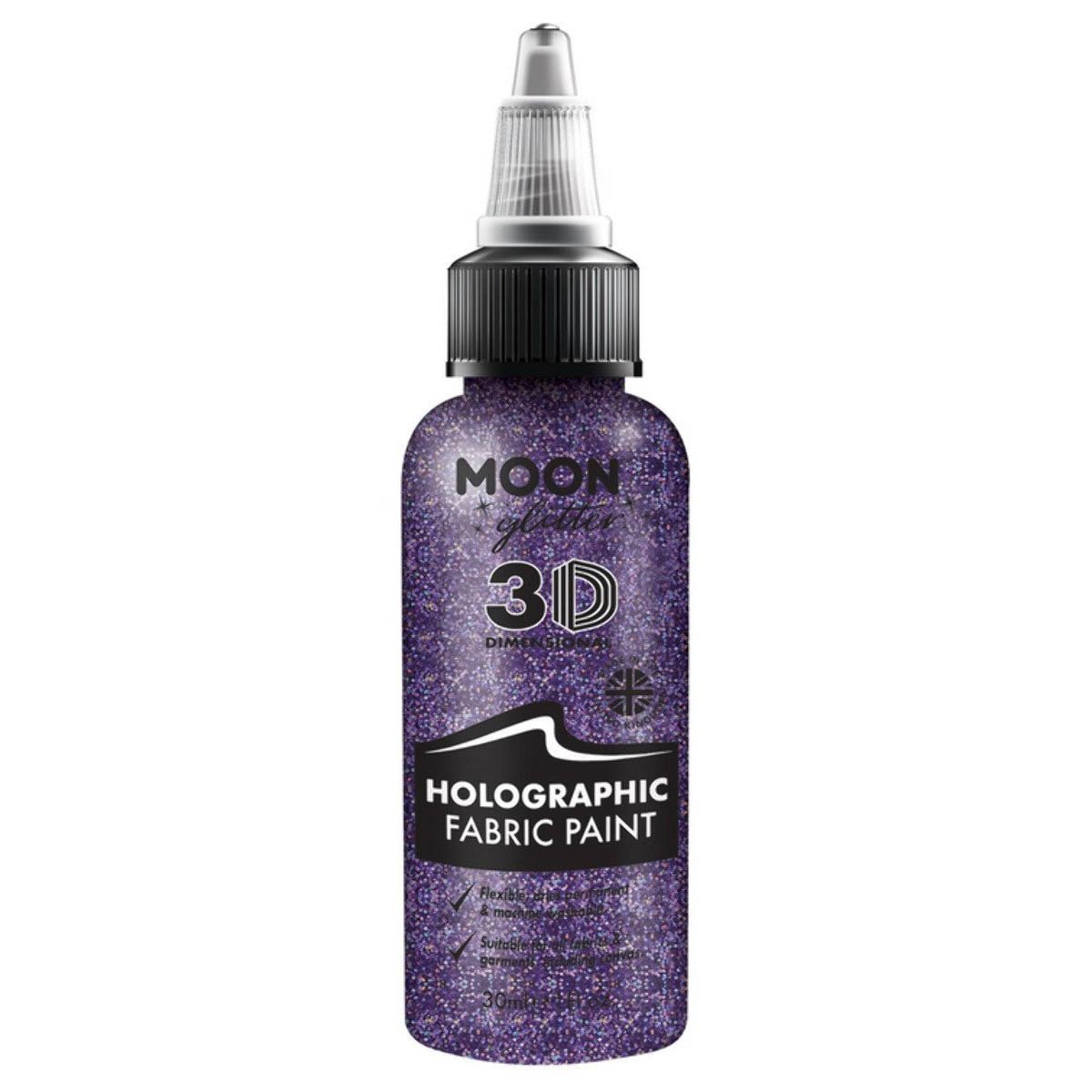 Moon Glitter Holographic Glitter Fabric Paint, purple 30 ml
