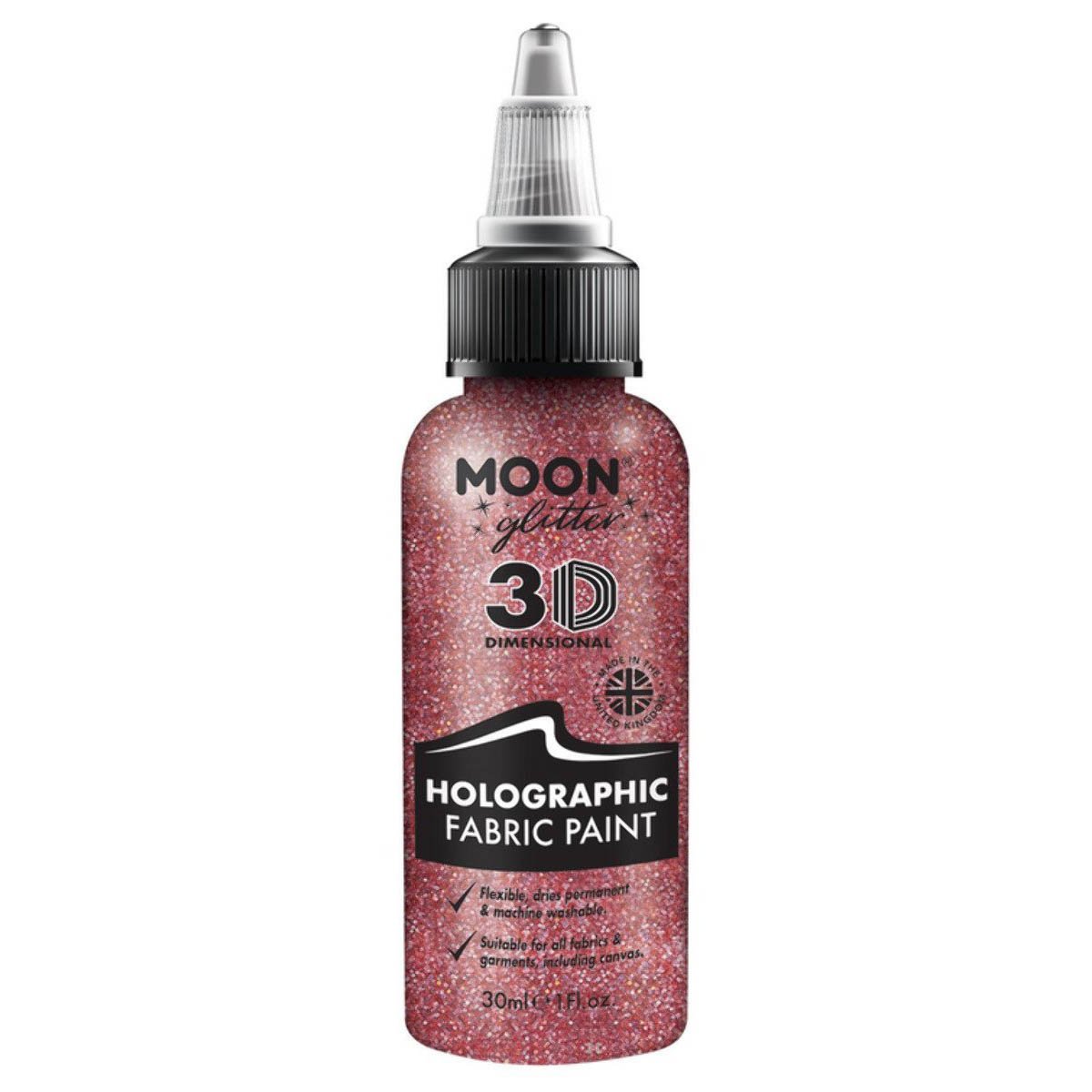 Moon Glitter Holographic Glitter Fabric Paint, pink 30 ml