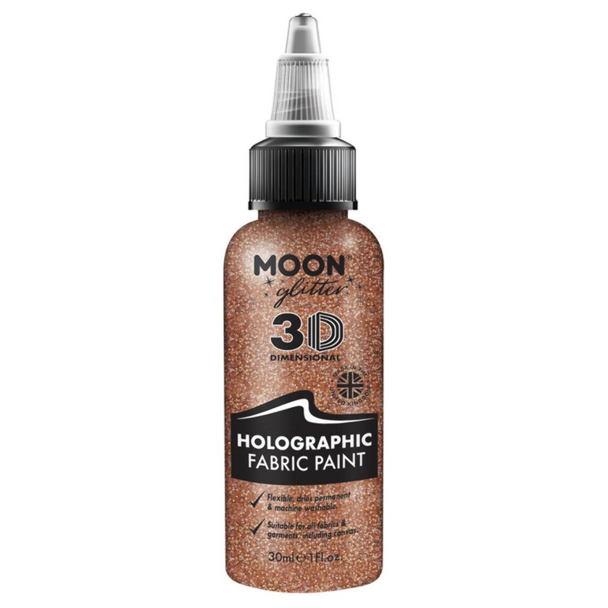 Moon Glitter Holographic Glitter Fabric Paint, rose gold 30 ml