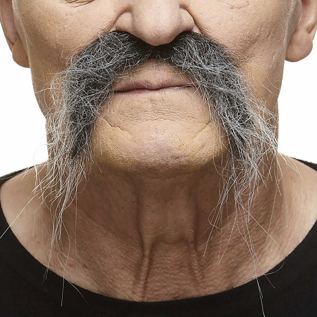 Mustasch, biker svart/vit