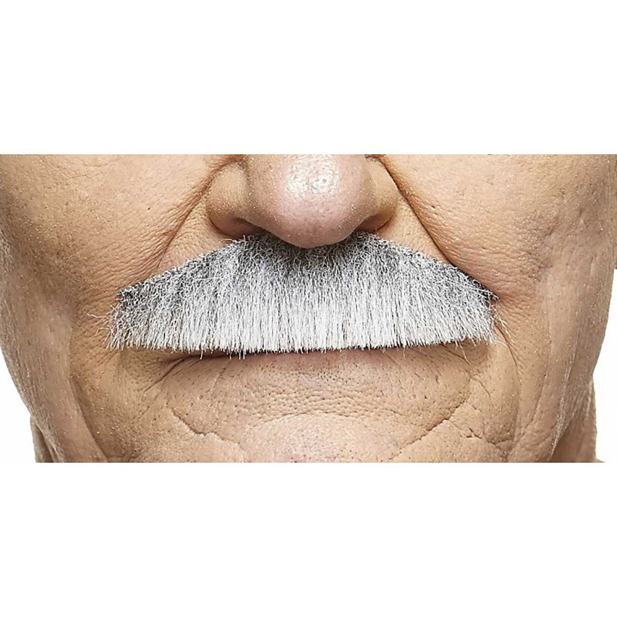Mustasch, butler grå/vit