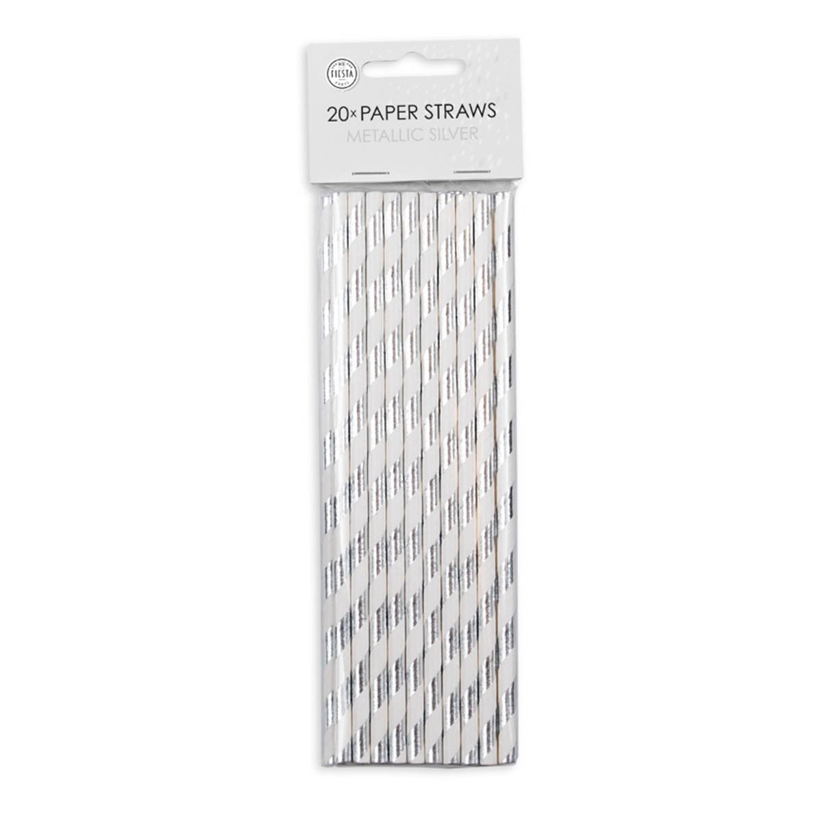 Papperssugrör, silver randig 20 st