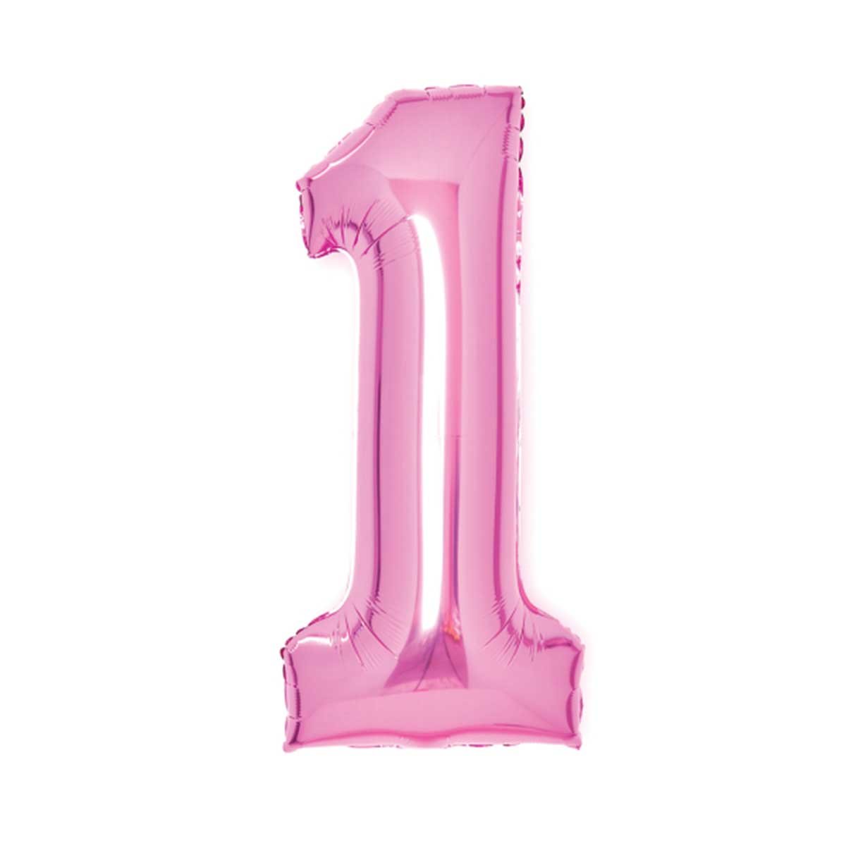 Folieballong, siffra 1 rosa 66 cm
