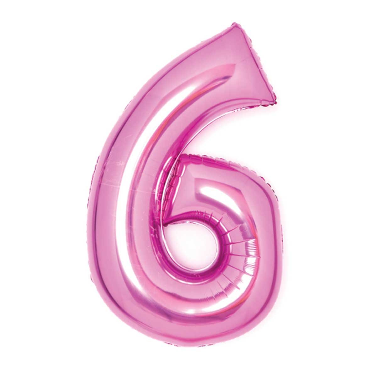 Folieballong, siffra 6 rosa 66 cm