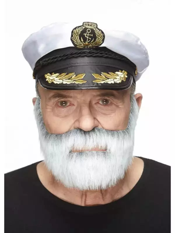 Mustasch med skägg, fisherman grå/vit