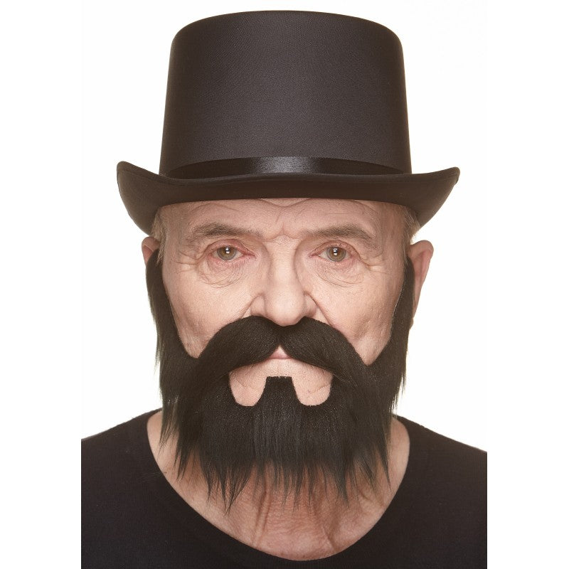 Mustasch med skägg, western svart