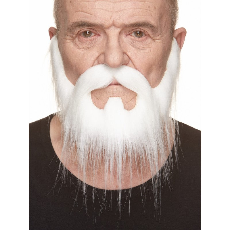 Mustasch med skägg, western vit