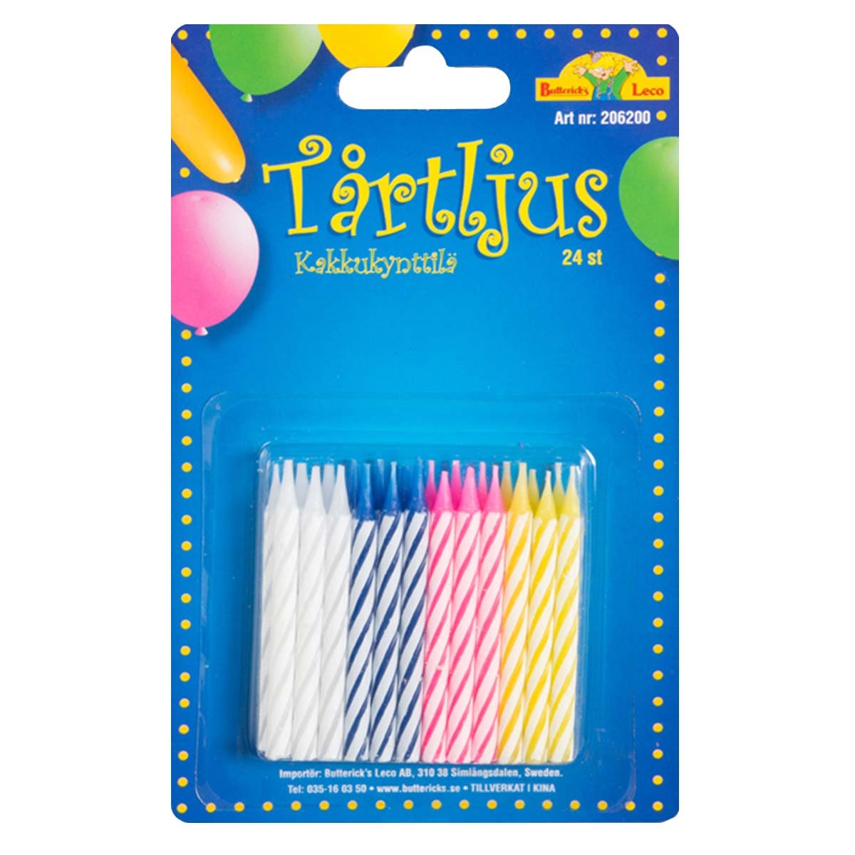 Tårtljus, 4 färger 6 cm 24 st