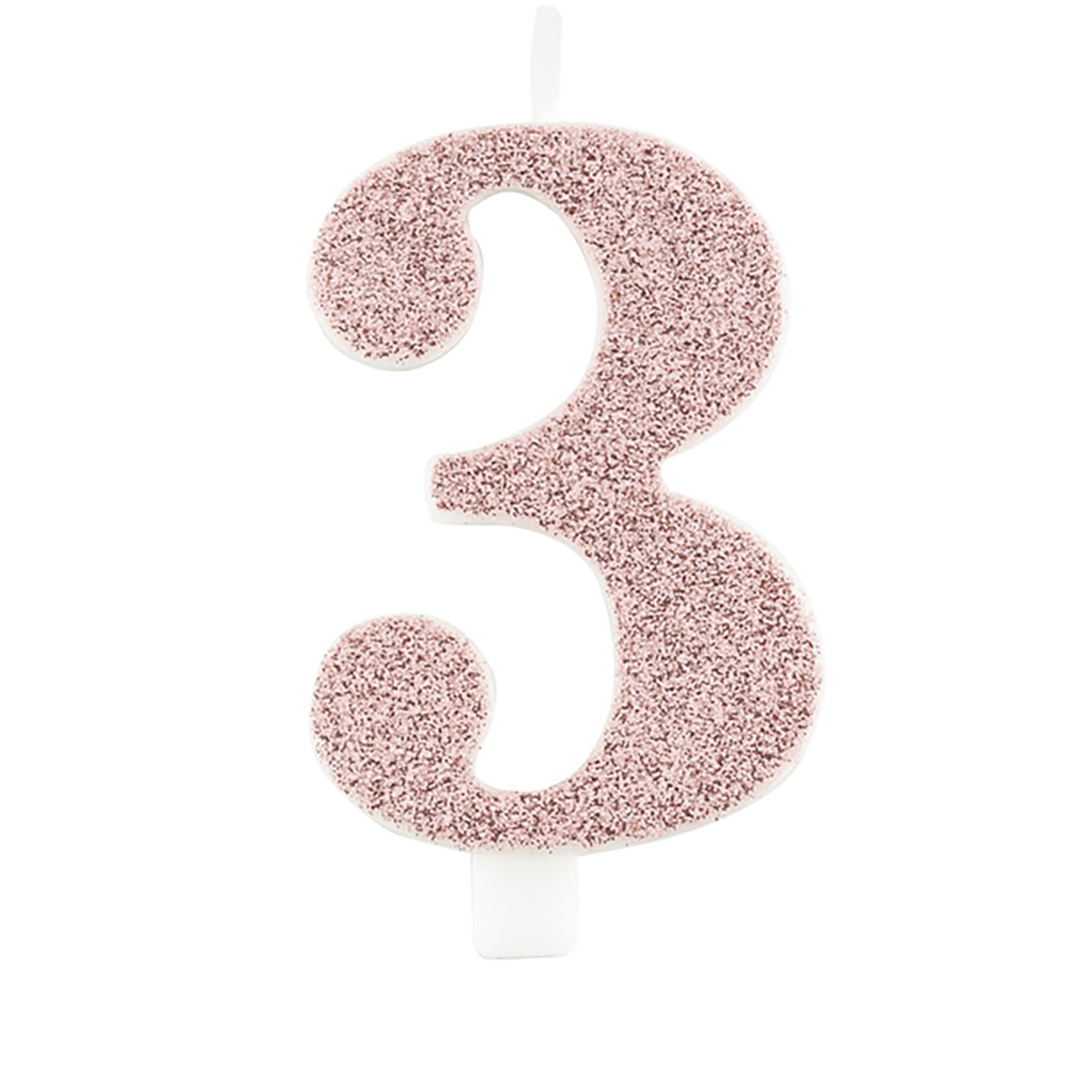 Tårtljus, 3 rosé glitter 9,5 cm