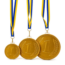 Chokladmedalj, blågult band