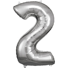Folieballong, siffra 2 silver 86 cm