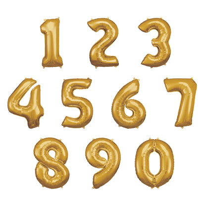 Folieballong, siffra 5 guld 86 cm