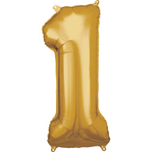 Folieballong, siffra 1 guld 86 cm