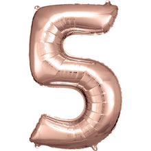 Folieballong, siffra 5 rose 86 cm