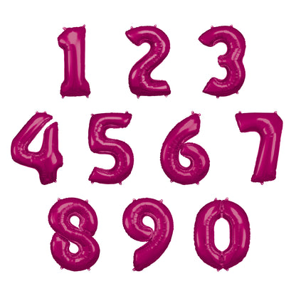 Folieballong, siffra 9 rosa 86 cm