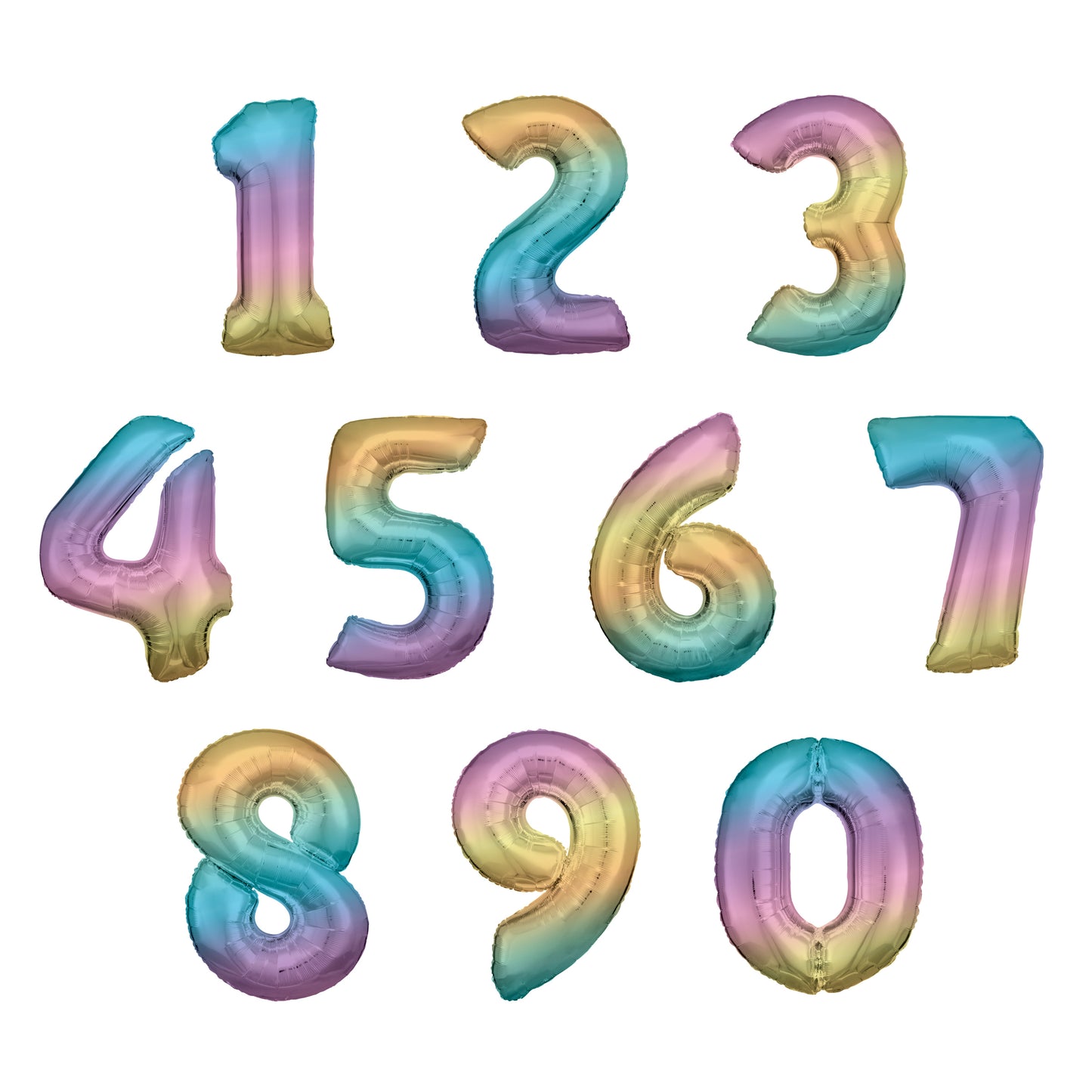 Folieballong siffra, 6 pastell 86 cm
