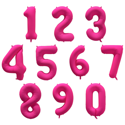 Folieballong siffra, 3 neon rosa 86 cm