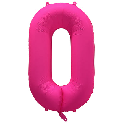 Folieballong siffra, 0 neon rosa 86 cm