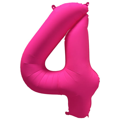 Folieballong siffra, 4 neon rosa 86 cm