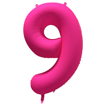 Folieballong siffra, 9 neon rosa 86 cm