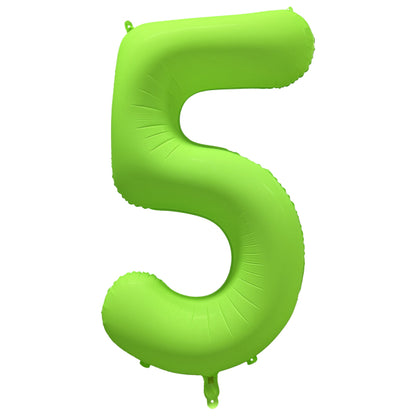 Folieballong siffra, 5 neon grön 86 cm