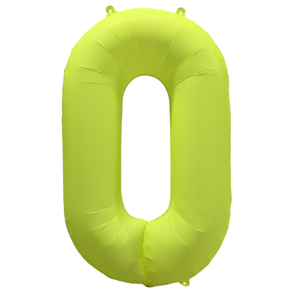 Folieballong siffra, 0 neon gul 86 cm