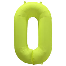 Folieballong siffra, 0 neon gul 86 cm