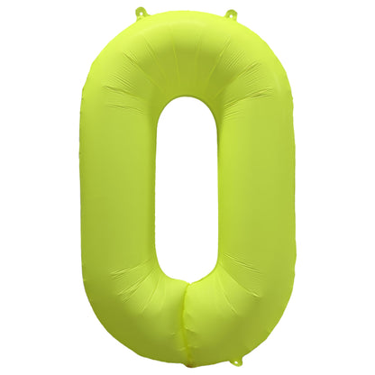 Folieballong siffra, 0 neon gul 86 cm