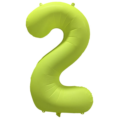 Folieballong siffra, 2 neon gul 86 cm