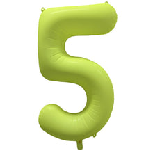 Folieballong siffra, 5 neon gul 86 cm