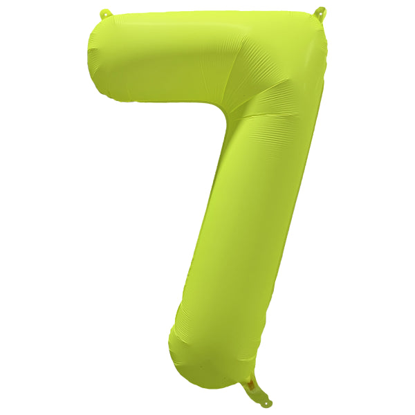 Folieballong siffra, 7 neon gul 86 cm