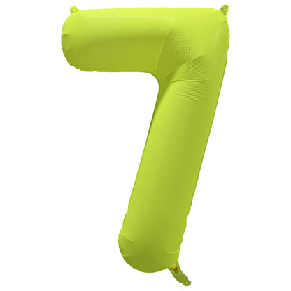 Folieballong siffra, 7 neon gul 86 cm