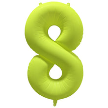 Folieballong siffra, 8 neon gul 86 cm
