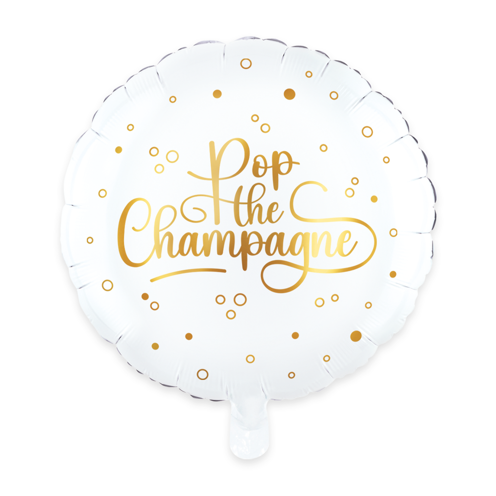 Folieballong, pop the champagne vit 46 cm