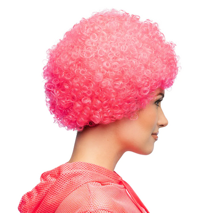 Peruk, curly neon rosa